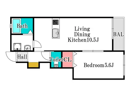 プティーシュシュ雄町(1LDK/1階)の間取り写真