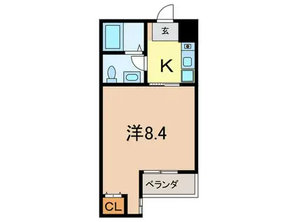 芦屋セントラル(1K/2階)の間取り写真