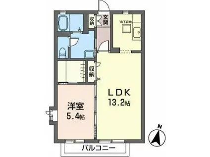 オンワードイン(1LDK/1階)の間取り写真