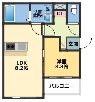 メゾン・ドゥ・アッシュ津田沼(1LDK/1階)の間取り写真