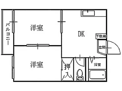 オークス合川1(2DK/2階)の間取り写真