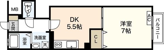 高橋ビル(1DK/3階)の間取り写真