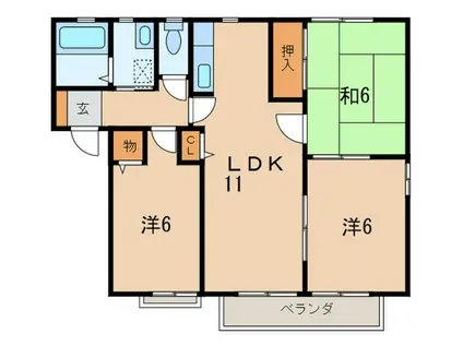 パラシオ赤坂C棟(3LDK/2階)の間取り写真