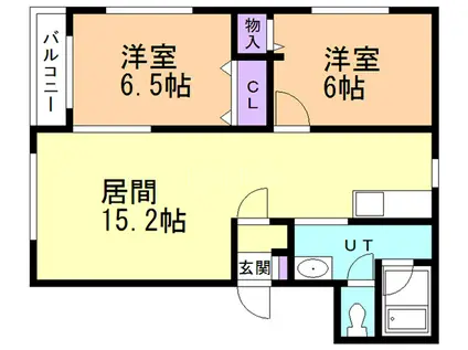 メゾン フォレスト B(2LDK/1階)の間取り写真