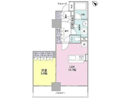 ラサンテ五反田(1LDK/3階)の間取り写真