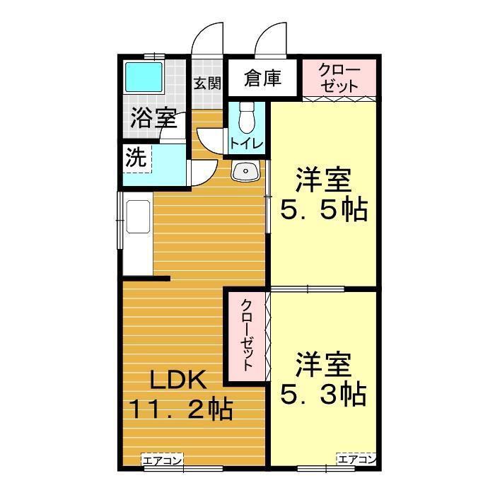ハイツ宮野(2LDK/1階)の間取り写真