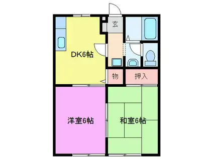 ディアネス(2DK/1階)の間取り写真