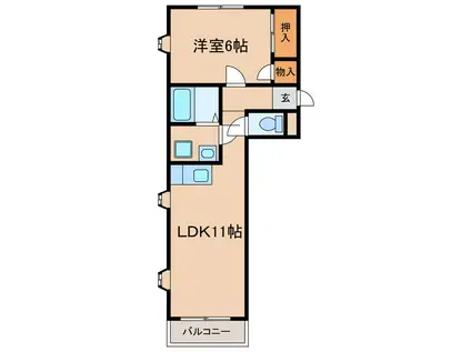 マイパレス征矢野1号棟(1LDK/1階)の間取り写真