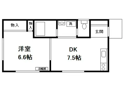 プレミール(1DK/2階)の間取り写真