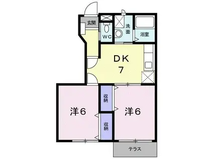 メゾンMSB(2DK/1階)の間取り写真