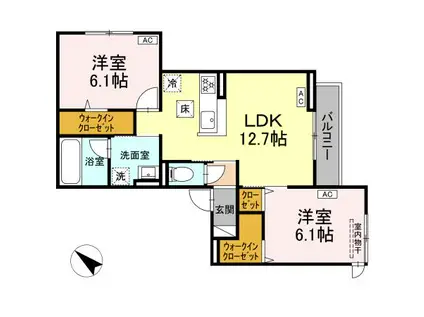 VIA-GRANDE(2LDK/1階)の間取り写真