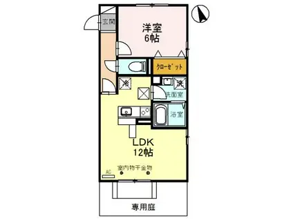 パルティーダイースト(1LDK/1階)の間取り写真