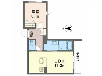 シャーメゾン山吹(1LDK/1階)の間取り写真