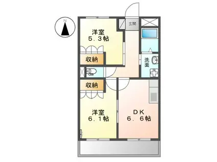 KOWAガーデンハイツI(2DK/1階)の間取り写真