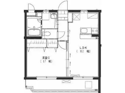 ユーミーMITSUKI(1LDK/3階)の間取り写真