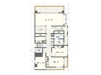 ウィスティリアコート東鷹匠(3SLDK/3階)の間取り写真