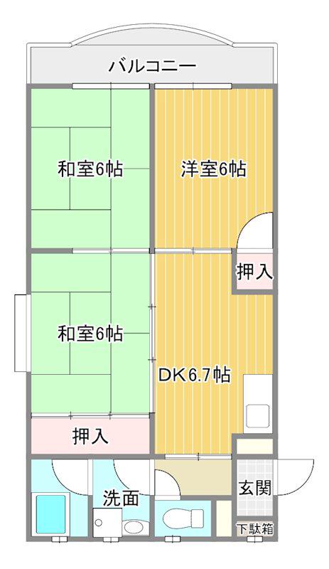 二宮第二ビル(3DK/4階)の間取り写真
