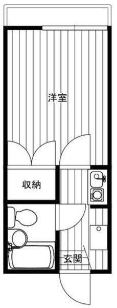 ハイム尾嵜小金井B棟(1K/1階)の間取り写真