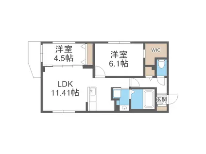 ヴォヤージュ菊水(2LDK/2階)の間取り写真