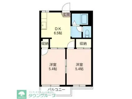 シャロン一橋(2DK/2階)の間取り写真