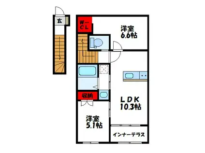 ラコッリーナ(2LDK/2階)の間取り写真