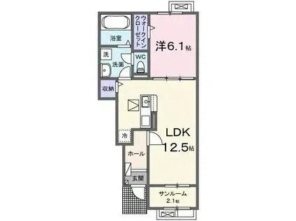 メゾンシュエットII(1LDK/1階)の間取り写真