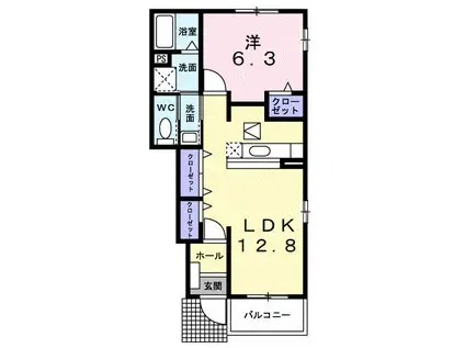 メゾン・プラシードC(1LDK/1階)の間取り写真