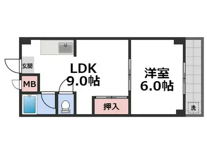 シャトー冨士(1LDK/5階)の間取り写真