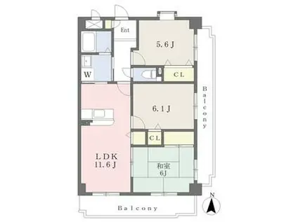 ブリックコート52(3LDK/4階)の間取り写真