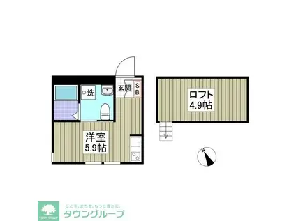 BEAMS富岡東N号棟(ワンルーム/1階)の間取り写真