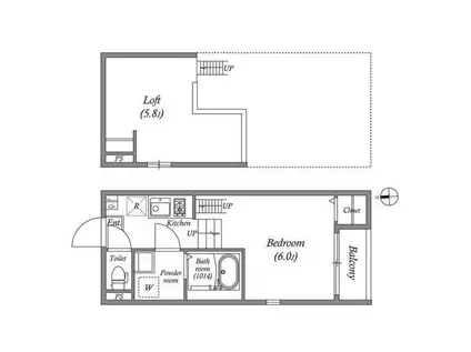 プレミアムテラスあびこ(1K/2階)の間取り写真