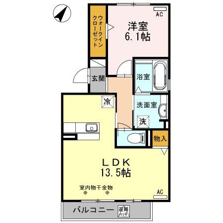 グランディール(1LDK/2階)の間取り写真