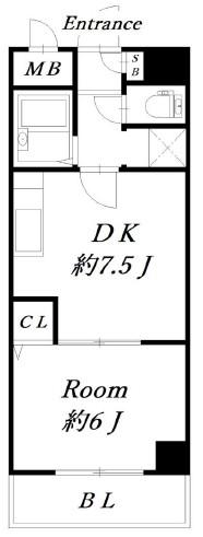 セレネ37(1DK/2階)の間取り写真