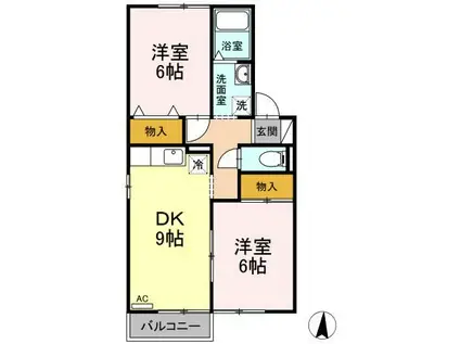 サニーコート A棟(2DK/2階)の間取り写真