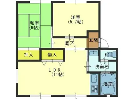 コンフォートII(2LDK/1階)の間取り写真