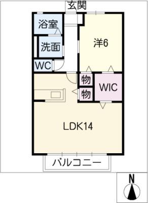 グリーンシード A棟(1LDK/1階)の間取り写真