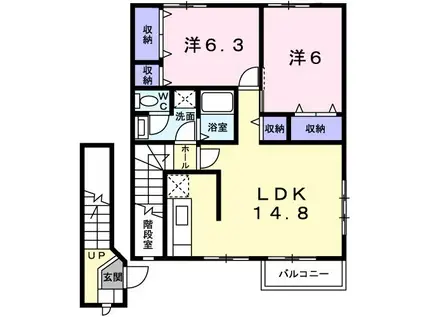 パールスクエアB(2LDK/2階)の間取り写真