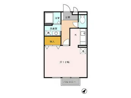 ピースフル和佐田(ワンルーム/2階)の間取り写真