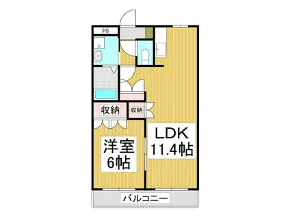 ASPERGE BUTTE(1LDK/2階)の間取り写真