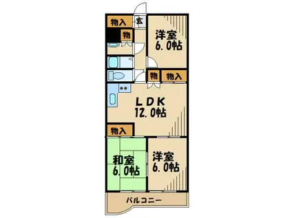 ライオンズマンション調布(3LDK/2階)の間取り写真