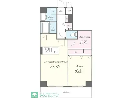 グランシャリオ新蒲田(1SLDK/3階)の間取り写真