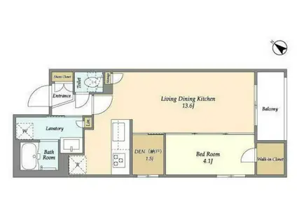 アジュールテラス目黒祐天寺(1SLDK/5階)の間取り写真