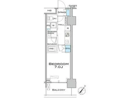 MFPRコート武蔵小山(1K/12階)の間取り写真