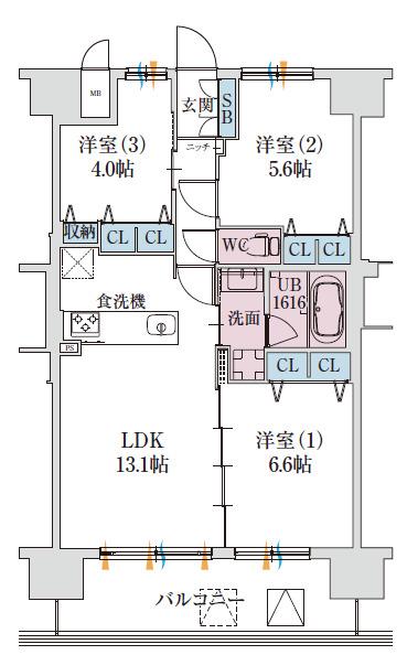 スプランディッド梅田グランノース(3LDK/4階)の間取り写真
