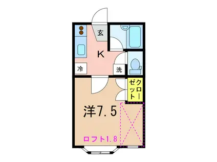 ハイツインプレス(1K/2階)の間取り写真
