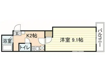 エンゼルハート(1K/4階)の間取り写真