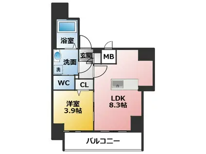 ディアレイシャス名古屋中村公園II(1LDK/2階)の間取り写真