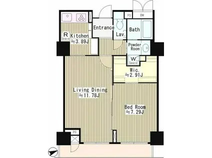 パークアヴェニュー神南(1LDK/4階)の間取り写真