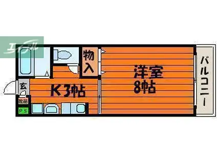 ミルフォード定森(1K/1階)の間取り写真