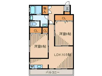 レジデンス明石(2LDK/2階)の間取り写真